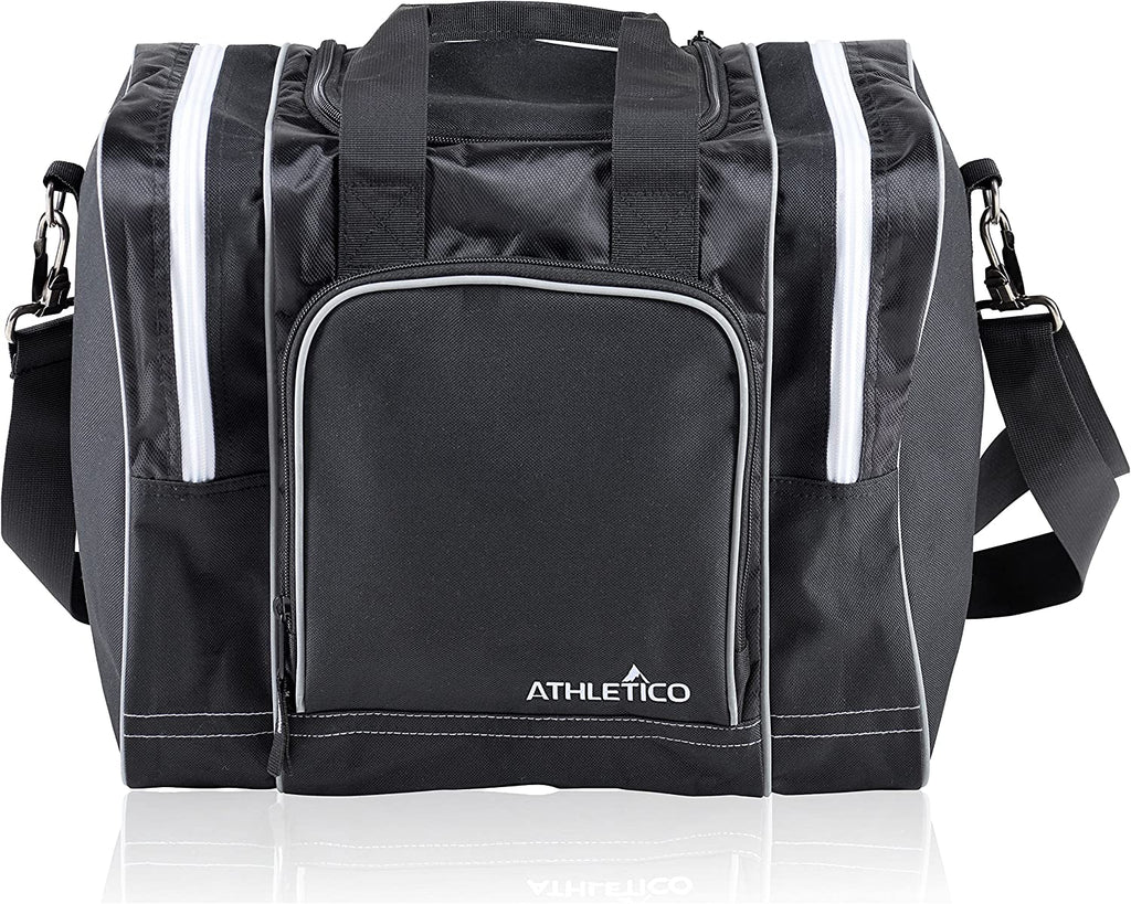 Bowling Bag for Single Ball - Single Ball Tote Bag with Padded Ball Holder - Fits a Single Pair of Bowling Shoes up to Mens Size 14